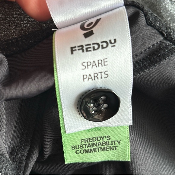 Freddy WR.UP Silver Metallic Lurex High Rise 3 Button Full Length Leggings Sz 10 - Picture 6 of 12